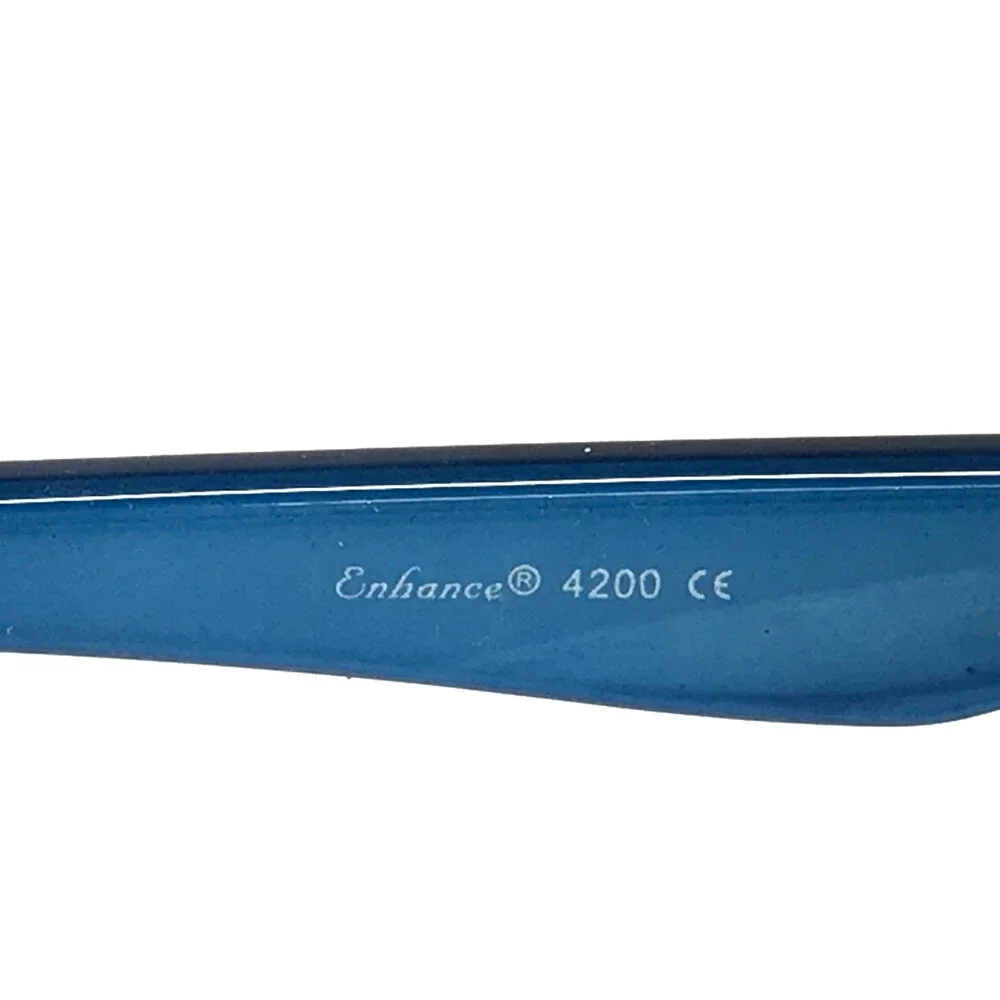 Enhance Eyeglasses Frames 4200 SHINY COBALT Blue Rectangle Full Rim 50-17-135